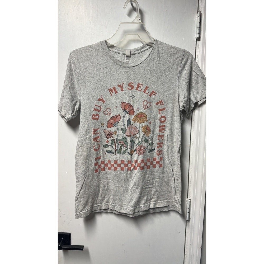 I Can Buy Myself Flowers Graphic Tee Heather Gray Retro Mushroom Floral T-Shirt
